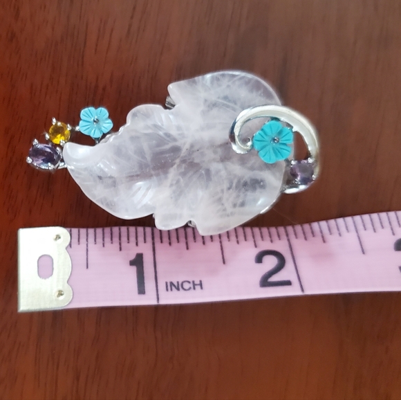 NWOT Sterling silver and Rose Quartz pedant with real gems - Picture 6 of 10